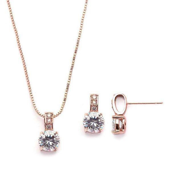 Veronica Rose gold Simulated Diamond Pendant Set