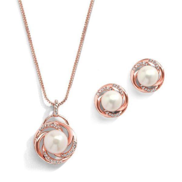 Dior Rose Gold Freshwater Pearl Pendant Set