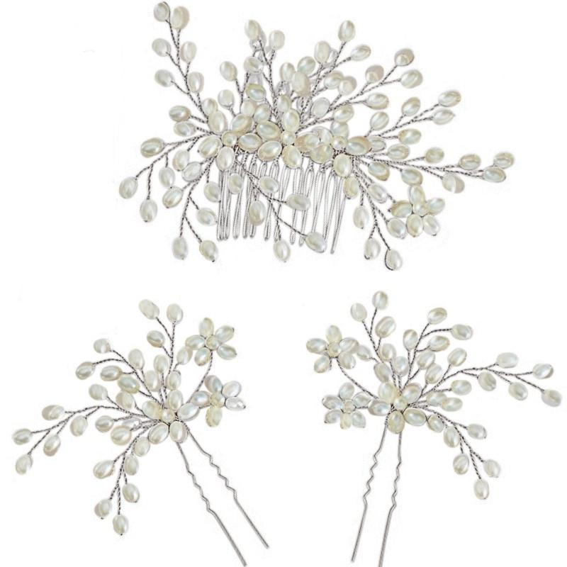 Paris Pearl Hair Comb - Silver